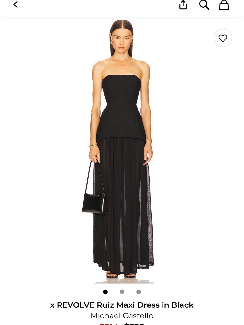 Michael Costello Black Strapless Maxi Dress with Sheer Skirt